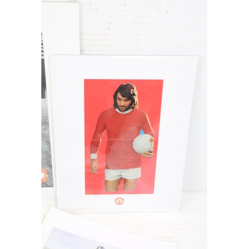 402 - A collection of George Best / Manchester United prints together with a Shiskin horse racing print an... 