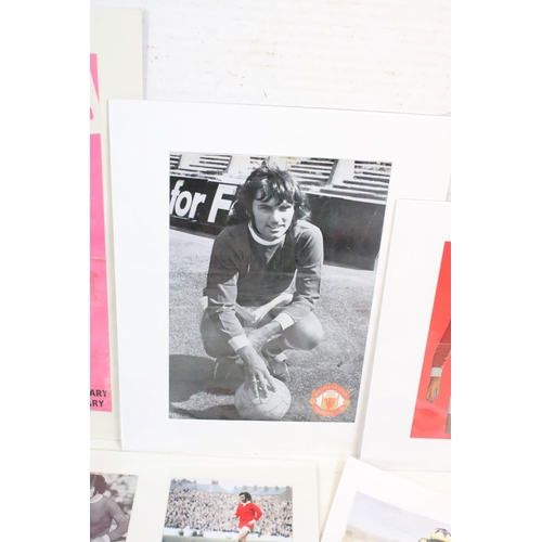 402 - A collection of George Best / Manchester United prints together with a Shiskin horse racing print an... 