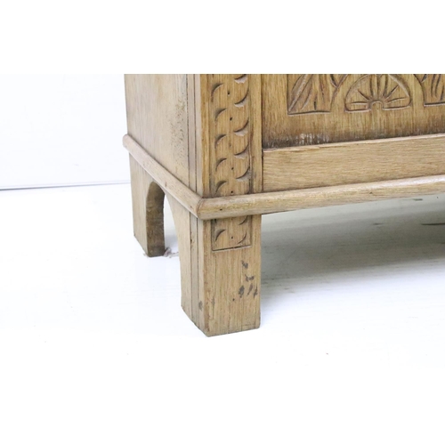 655 - Late 19th century Light Oak Carved Fronted Storage Box, 75cm high x 121cm wide x 38cm deep