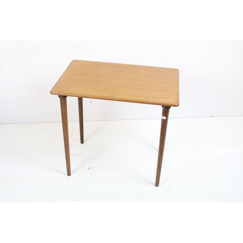 662 - Mid century Retro Nest of Three Teak Tables raised on turned legs, believed to be Danish for H W Kle... 