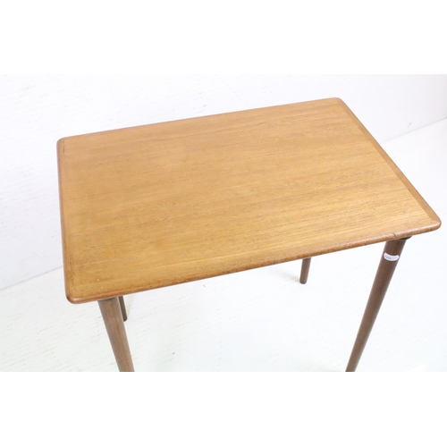 662 - Mid century Retro Nest of Three Teak Tables raised on turned legs, believed to be Danish for H W Kle... 