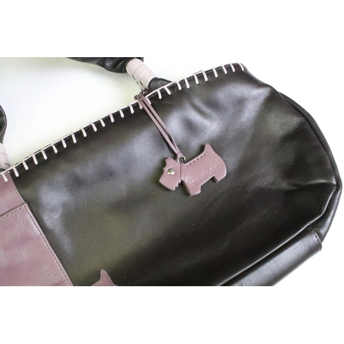 390 - Radley leather handbag having a purple leather panel with scotty dog, together with a Tula leather h... 