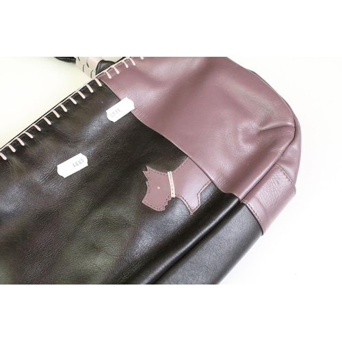 390 - Radley leather handbag having a purple leather panel with scotty dog, together with a Tula leather h... 