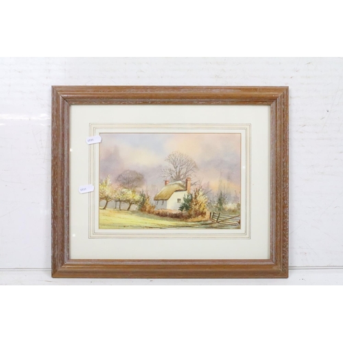 455 - Clive Pryke (20th Century) - Two watercolours to include 'Victoria's Cottage' and a snowy landscape ... 