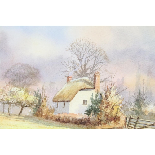 455 - Clive Pryke (20th Century) - Two watercolours to include 'Victoria's Cottage' and a snowy landscape ... 