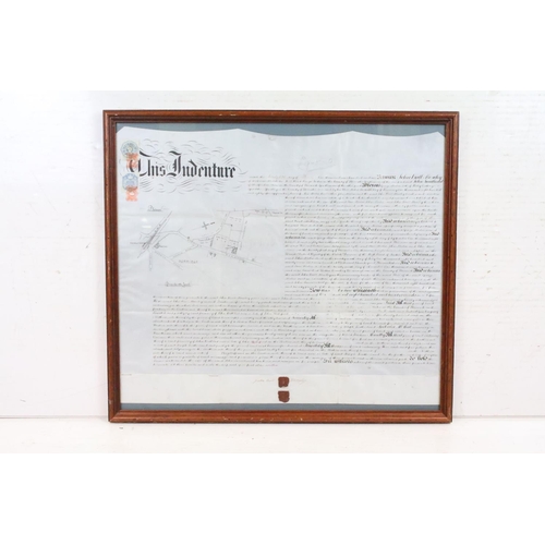 527 - Two 18th / 19th century Indentures, framed and glazed, the largest 83 x 101.5cm overall