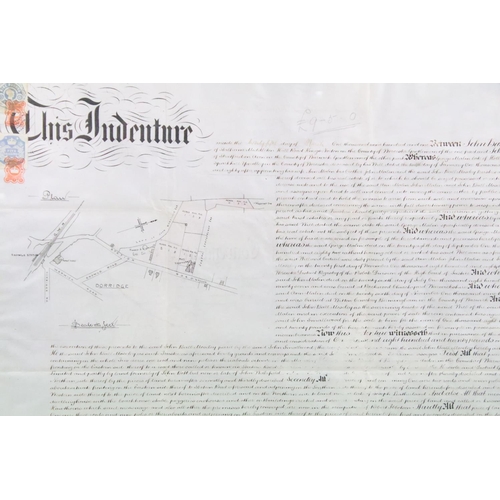 527 - Two 18th / 19th century Indentures, framed and glazed, the largest 83 x 101.5cm overall