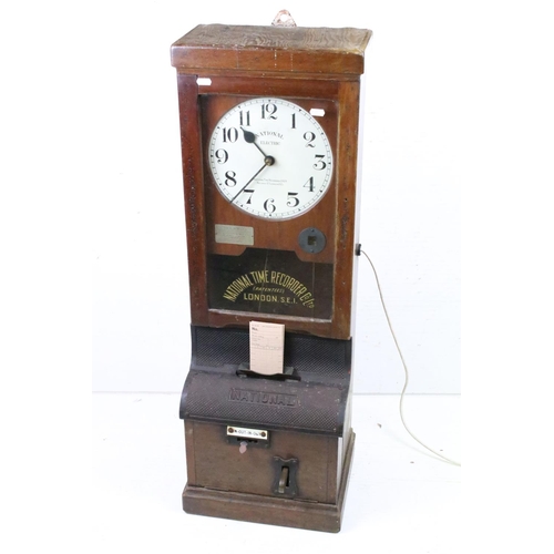 603 - Early 20th century ' National Electric Time Recorder Co. Ltd ' Clocing in Machine, 99cm high x 34cm ... 