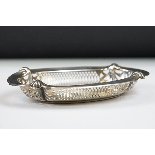 184 - Early 20th century Silver Pierced Bon Bon Dish, Chester 1913, 16cm long