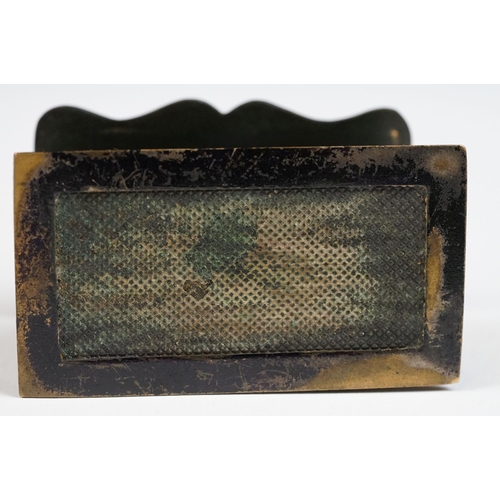 188 - 19th century Metal Matchbox / Snuff Box in the form of a Casket with sloping lid and embossed decora... 