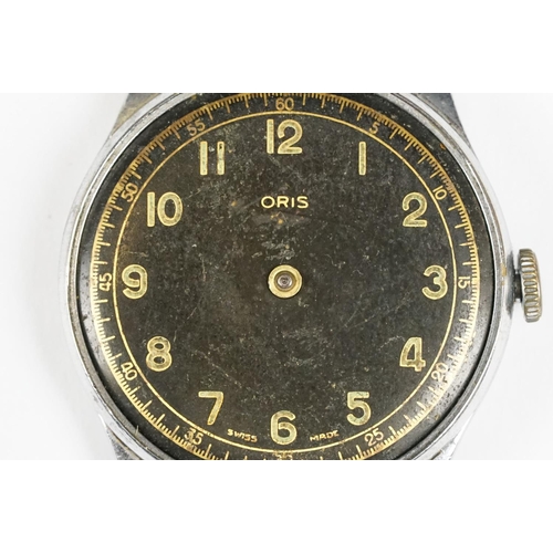 189 - World War I Military style Oris Watch with black face (a/f)