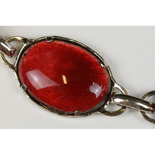 197 - Silver and Red Enamel Bracelet