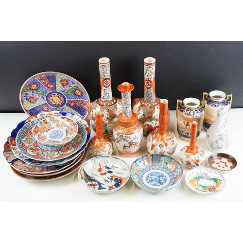 104 - Collection of oriental ceramics to include two pairs of Japanese bottle vases, a pair of Noritake va... 