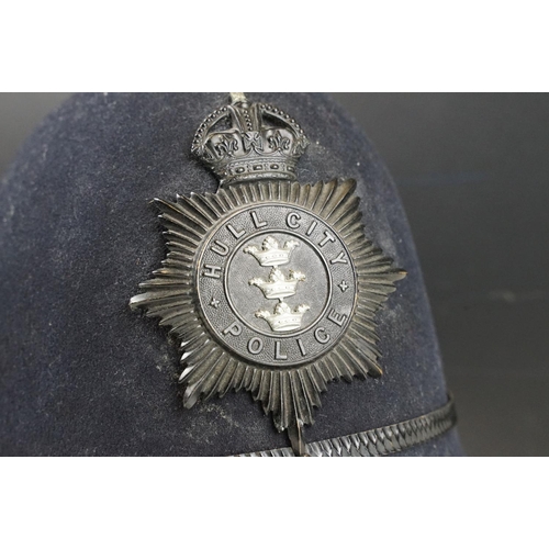 161 - Second World War ( WWII ) era Hull City policeman's hat with green canvas interior. Measures 18cm ta... 