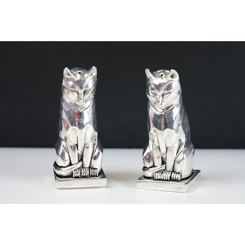 266 - Pair of Silver Plated Condiments in the form of Cats