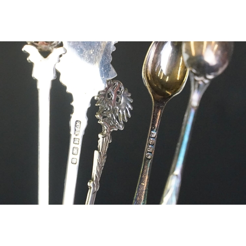 380 - Collection of mixed silver & silver plate to include silver hallmarked souvenir spoons, silver eggcu... 