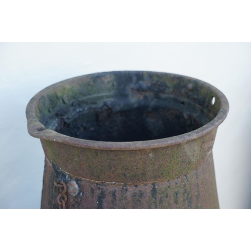 535 - Large twin handled cast iron Railway Churn of tapering form, approx 90cm high