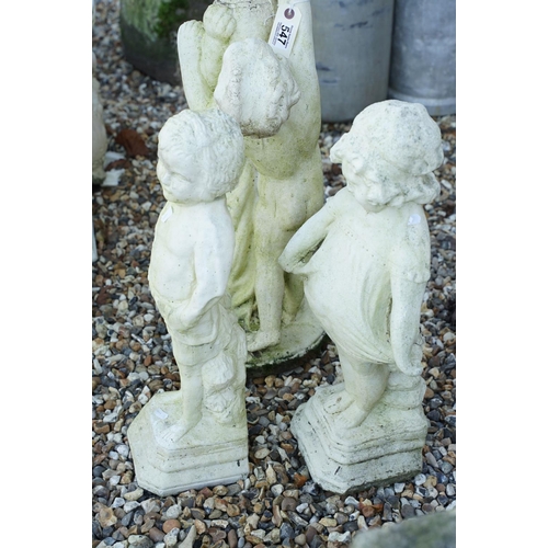 547 - Reconstituted stone garden planter of classical form, together with two reconstituted stone garden s... 