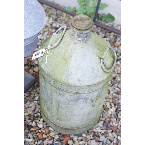 554 - Aluminium oil can, together with a galvanised steel chimney flue