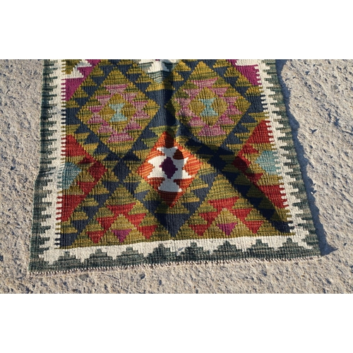 598 - Woolen Hand Knotted Maimana Kilim Runner Rug, 288cm x 75cm