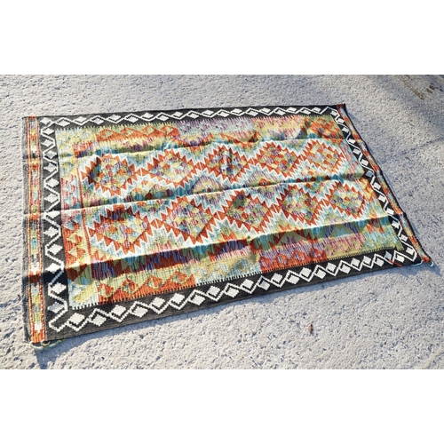 599 - Woolen Hand Knotted Chobi Kilim Rug, 210cm x 127cm