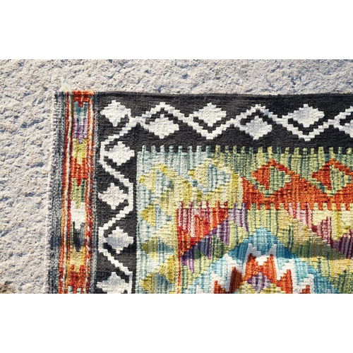 599 - Woolen Hand Knotted Chobi Kilim Rug, 210cm x 127cm