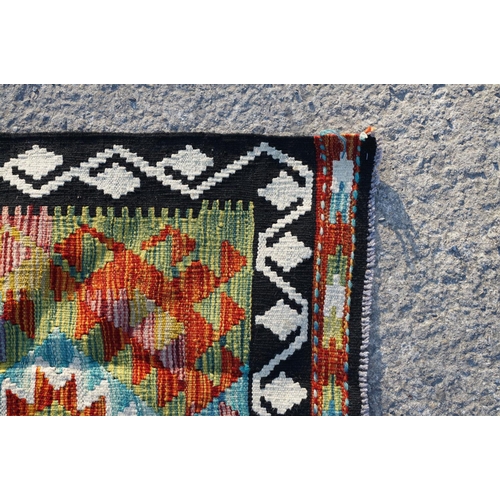 599 - Woolen Hand Knotted Chobi Kilim Rug, 210cm x 127cm