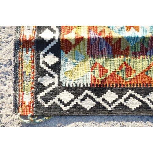 599 - Woolen Hand Knotted Chobi Kilim Rug, 210cm x 127cm