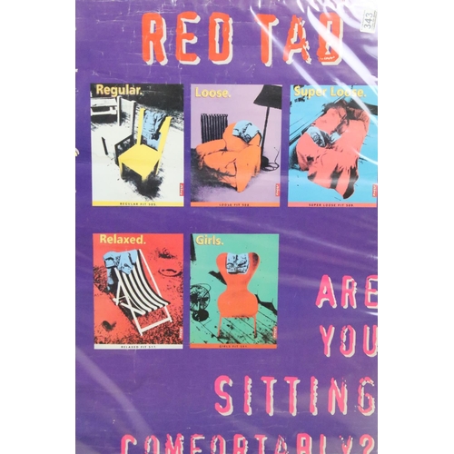 343 - Levi's Red Tag advertising poster featuring pop art chairs, reads 'Are You Sitting Comfortably?'. Me... 