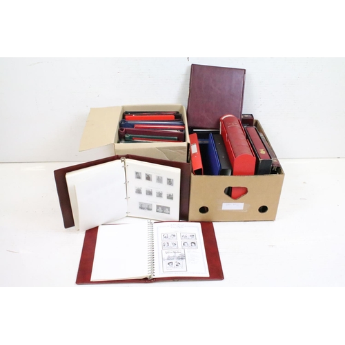 418 - Two boxes of empty stamp collectors albums including Stanley Gibbons examples.