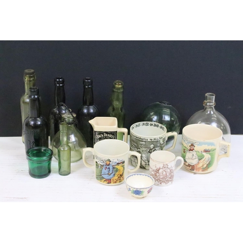 119 - Mixed glass & ceramics to include two 19th century glass fly catchers, Victorian transfer printed mu... 