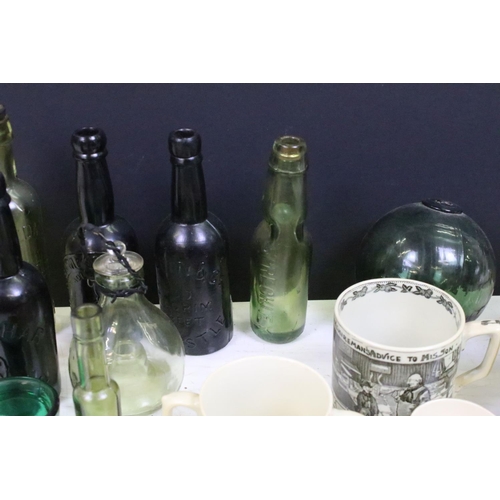 119 - Mixed glass & ceramics to include two 19th century glass fly catchers, Victorian transfer printed mu... 