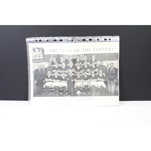 331 - A photograph album containing ten original black and white photographs of Manchester United Football... 