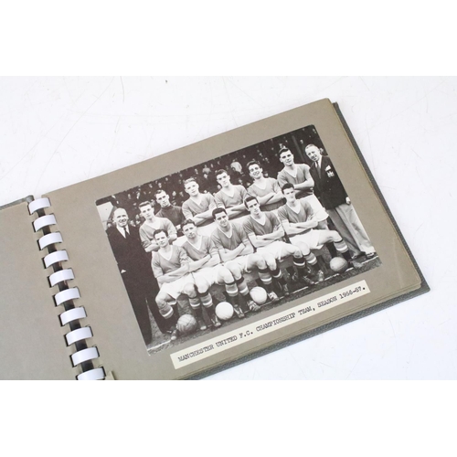 331 - A photograph album containing ten original black and white photographs of Manchester United Football... 