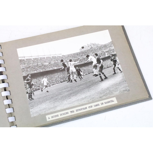 331 - A photograph album containing ten original black and white photographs of Manchester United Football... 