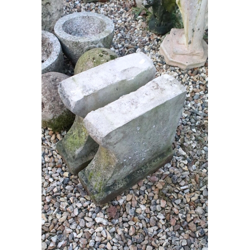 567 - Collection of stone & reconstituted stone to include a staddle stone base, a pair of planters, a pai... 