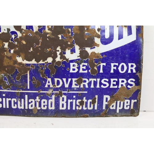 580 - Local Interest - Enamel Advertising Sign ' Bristol Times & Mirror, mostly widely circulated Bristol ... 