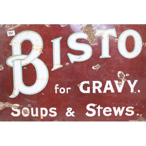 581 - Early 20th century Enamel Advertising Sign ' Bisto for Gravy, Soups & Stews ' 82cm x 55cm