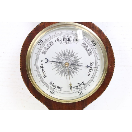 602 - Early 19th century Mahogany Inlaid Banjo Barometer, 97cm high