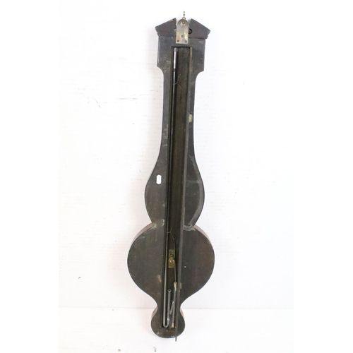 602 - Early 19th century Mahogany Inlaid Banjo Barometer, 97cm high