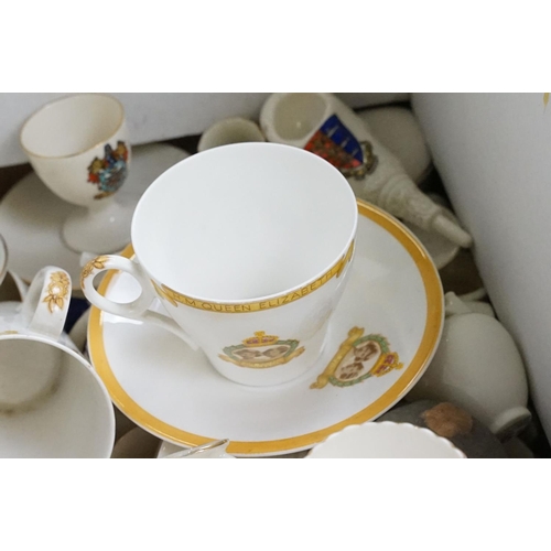 113 - Large collection of assorted crested goss ware ceramics, together with a Shelley 1937 commemorative ... 