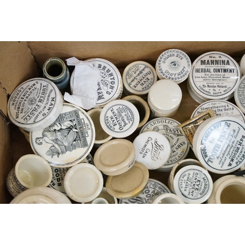 118 - Collection of Victorian and early 20th Century pharmacy / apothecary pot lids and bottles. The lot t... 