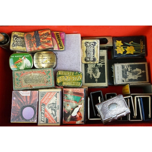 294 - A box of mixed collectables to include matchboxes, ashtray, lighters, match striker, vestas, adverti... 