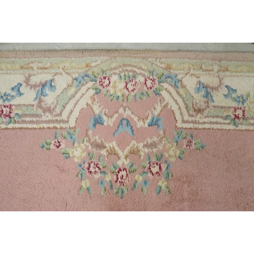 613 - Large Pink and Cream Floral Patterned Rug, 390cm x 308cm