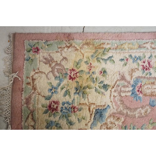 613 - Large Pink and Cream Floral Patterned Rug, 390cm x 308cm