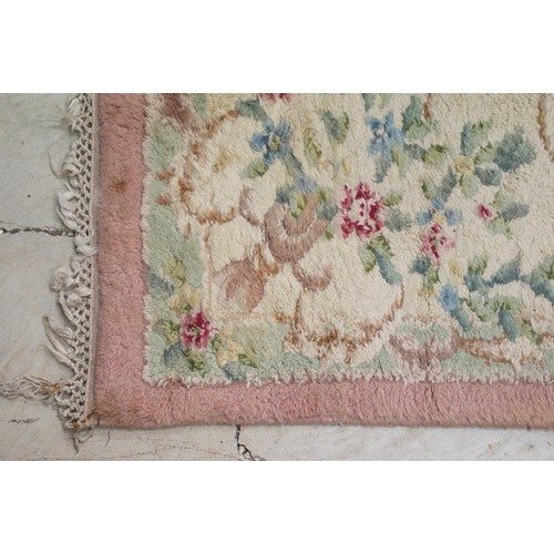 613 - Large Pink and Cream Floral Patterned Rug, 390cm x 308cm