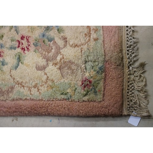 613 - Large Pink and Cream Floral Patterned Rug, 390cm x 308cm