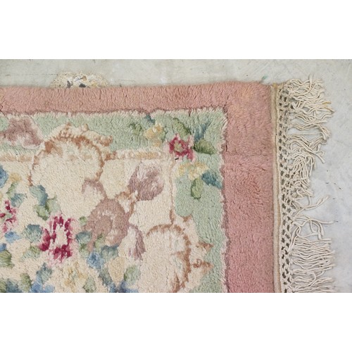 613 - Large Pink and Cream Floral Patterned Rug, 390cm x 308cm