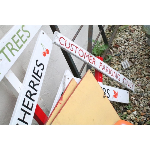 555 - Two Wooden Garden Centre Signs, Advertising Enamel Sign for Bristol Topped Cigarettes (a/f), Two Fai... 