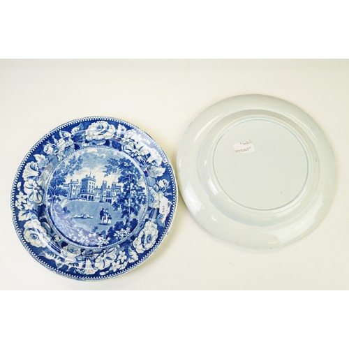 54 - Eight 19th century blue & white plates (featuring Spode Turner & The Benevolent Cottagers), together... 